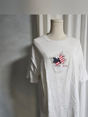 White USA Flag Butterfly Graphic Tee